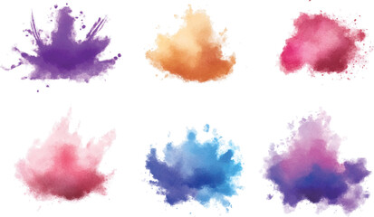 Set of watercolor circles brash multicolored. Stroke of colorful paint texture, isolated on white background Stock Illustration