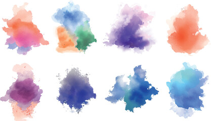 Set of watercolor circles brash multicolored. Stroke of colorful paint texture, isolated on white background Stock Illustration