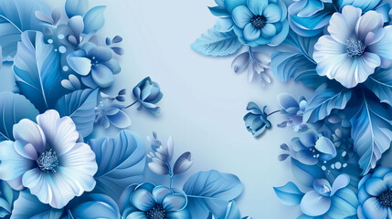 Fototapeta premium Blue Flowers Design with Blooming Flora: A vector design featuring blooming blue flowers on a white background.