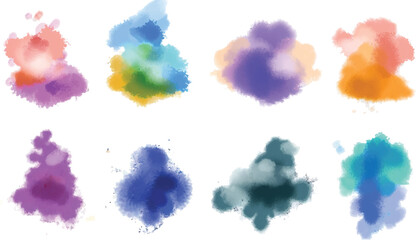 Set of watercolor circles brash multicolored. Collection of vector paint brush strokes, hand drawn brush stroke textures set.