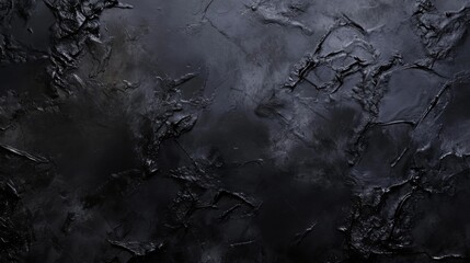Dark Textured Surface with Rough Uneven Material, Cracks, and Crevices in Black Shades - Moody Aesthetic Close-Up