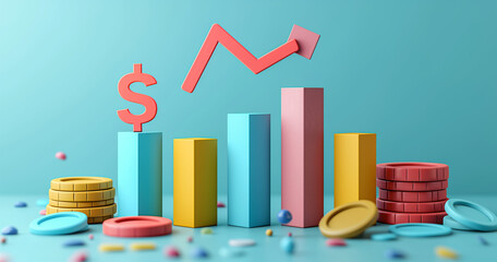 Colorful Financial Chart Showing Declining Trend