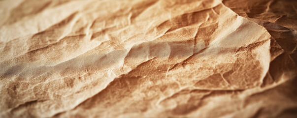 Fototapeta premium Close-up of crumpled vintage sepia paper texture