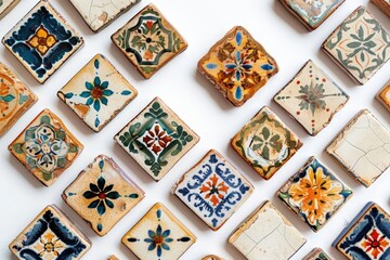 Vintage Ceramic Tiles Isolated On White