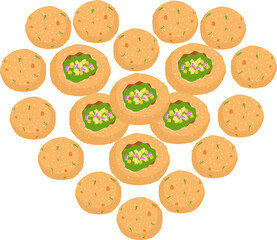 Pani puri Indian food illustration.