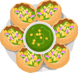 Pani puri Indian food illustration.