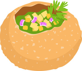 Pani puri Indian food illustration.