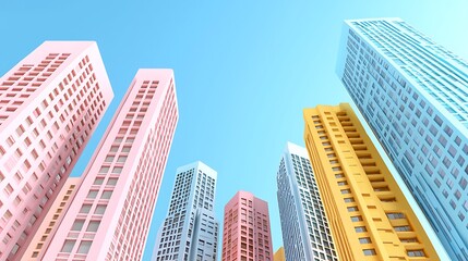 Fototapeta premium Colorful Modern City Skyline Architecture Buildings Urban Landscape Highrises