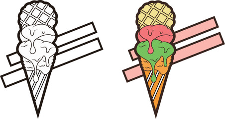 sketch and illustration of delicious icecream gelato