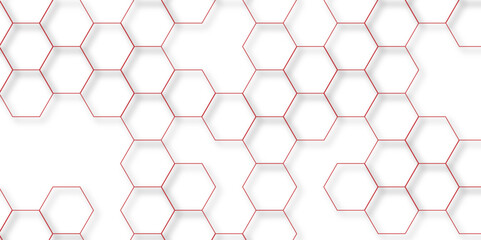 abstract geometric red texture background red hexagon 3D background texture. 3d rendering illustration. Clear pattern abstract background hexagon .Futuristic abstract banner.	
