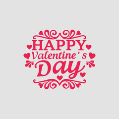 Creative Valentine’s Day Text Artwork Featuring Heart-Shaped Calligraphy and Red Accents Vector Illustration