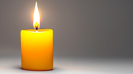 Lit Yellow Candle Peaceful Flame Still Life Remembrance Hope