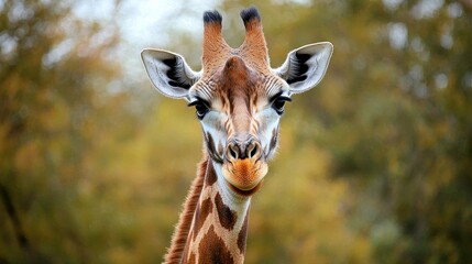 Obraz premium Majestic Giraffe Portrait African Wildlife Tall Mammal Nature Background