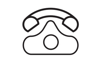 Simple black telephone call symbol isolated on white background