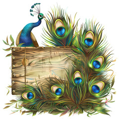 peacock with feathers