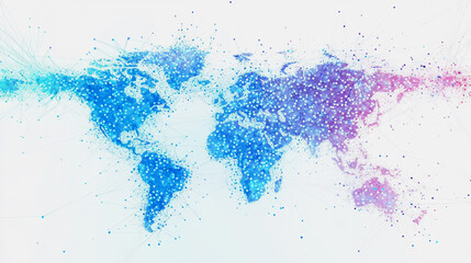 abstract business connection of line from nail node to node on world map background Innovation network points Earth's surface