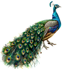 peacock with feathers
