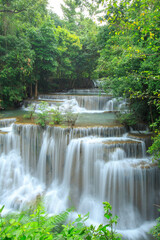Huay Mae Khamin waterfalls is a beautiful waterfall famous 
at Srinakarin National Park ,Kanchanaburi Province , Thailand
