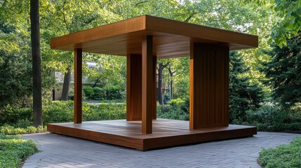 Modern Wooden Pavilion Surrounded By Lush Greenery