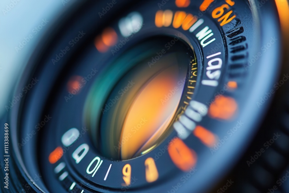 Poster close-up of a camera lens aperture with shallow depth of field.
