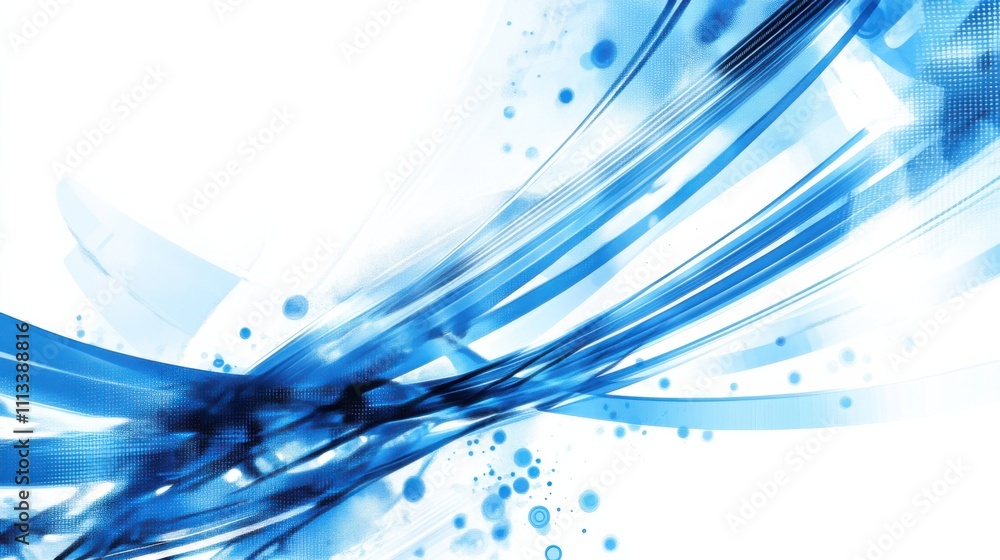 Poster abstract blue wave design with soft light and bokeh elements