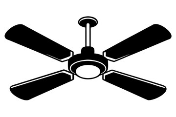 Ceiling fan silhouette vector.