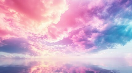 Obraz premium A sky with vibrant pastel colors softly blending over the fjords of Norway