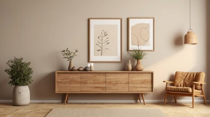 Elegant Mockup Frame in a Cozy Scandinavian-Style Living Room