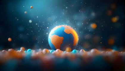 Fototapeta premium Colorful globe representation in abstract setting.