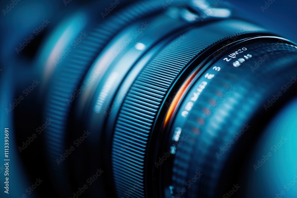 Poster close-up of a camera lens with shallow depth of field.