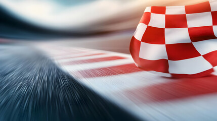 Obraz premium Dynamic racing scene with checkered flag.