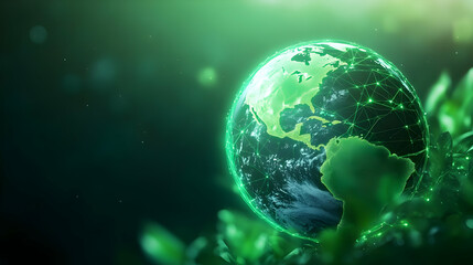 Fototapeta premium Eco-friendly globe symbolizing a green future.