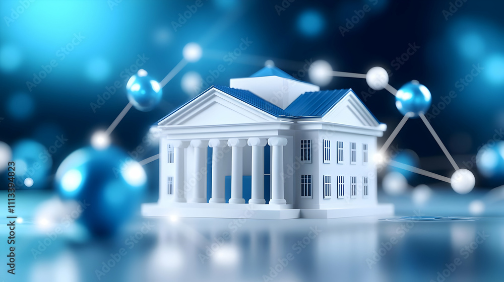 Poster elegant model of a classical building structure.