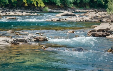 Fototapeta premium Sunny day on the river water