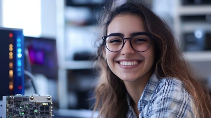 A client smiling with satisfaction as they receive their perfectly fixed custom electronic product