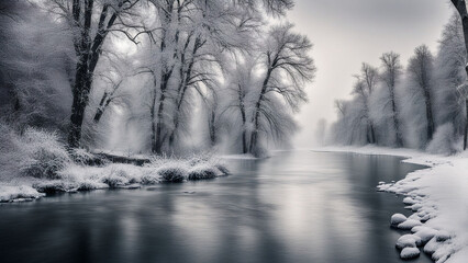 Fototapeta premium river in winter
