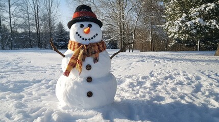 Cheerful Snowman in a Winter Wonderland