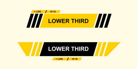 Graphic set of Lower third from abstract shapes for media, streaming, live, news, broadcasting. vector design.