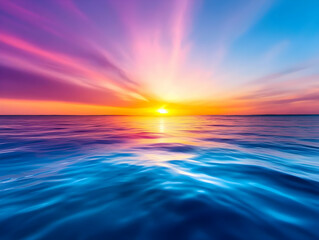 Fototapeta premium Vibrant sunset over serene ocean waters.