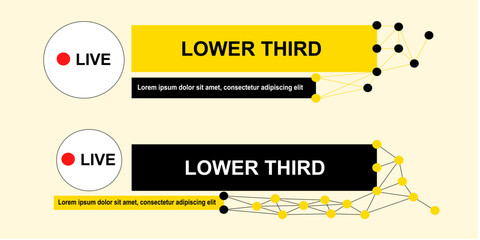 Graphic set of Lower third from abstract shapes for media, streaming, live, news, broadcasting. vector design.