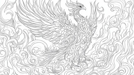 majestic phoenix coloring book Majestic Phoenix Rising from Flames with Swirling Smoke