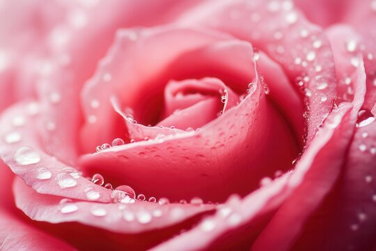 Close-up of a pink rose with water droplets.