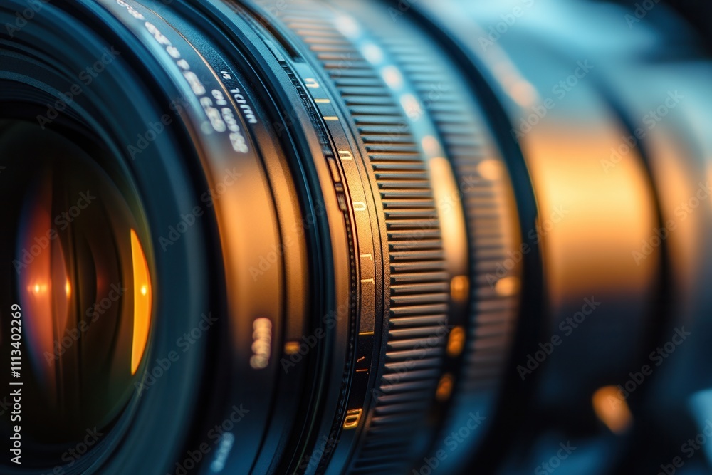 Poster close-up of a professional camera lens with shallow depth of field. (1)