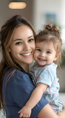 Joyful Mother and Toddler Portrait in Natural Light Celebrating Maternal Bond and Happiness
