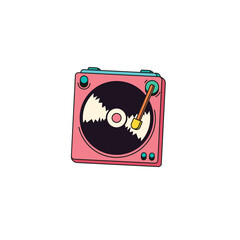 Bright Retro CD Player Illustration