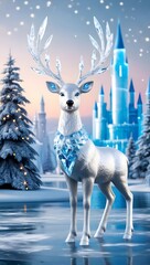 Christmas reindeer in winter giving the festive vibe