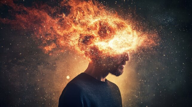 human brain exploding with creativity thanks to artificial intelligence support - AI