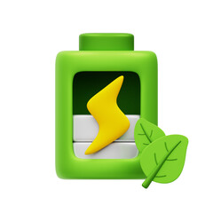 Battery Save Energy 3D Rendering Icon Isolated Transparent Background	