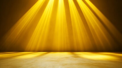 Vivid beams of spotlight illuminating a bright yellow background, creating dynamic and engaging lighting effects for creative visual designs and studio photography