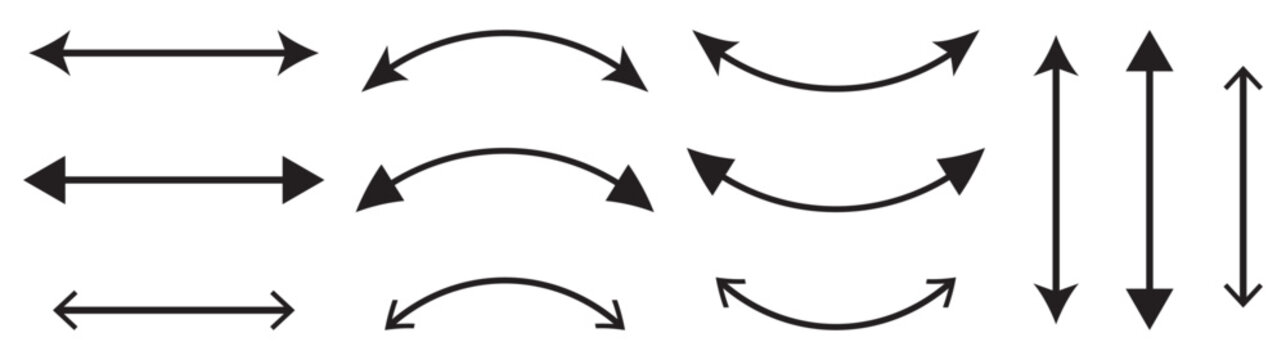 Set of Curved Double-Ended Arrows in Semicircular Design.